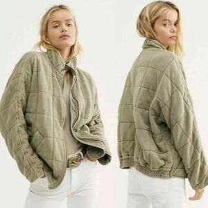 EUC Free People Dolman Quilted Jacket - Light Khaki Green, Size S